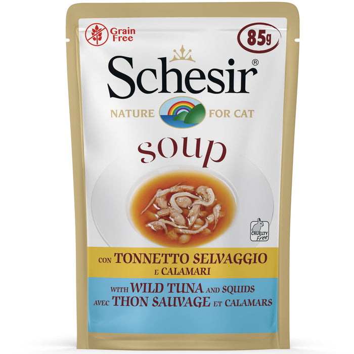 Schesir Wild Tuna & Squid Soup In Pouch Wet Cat Food