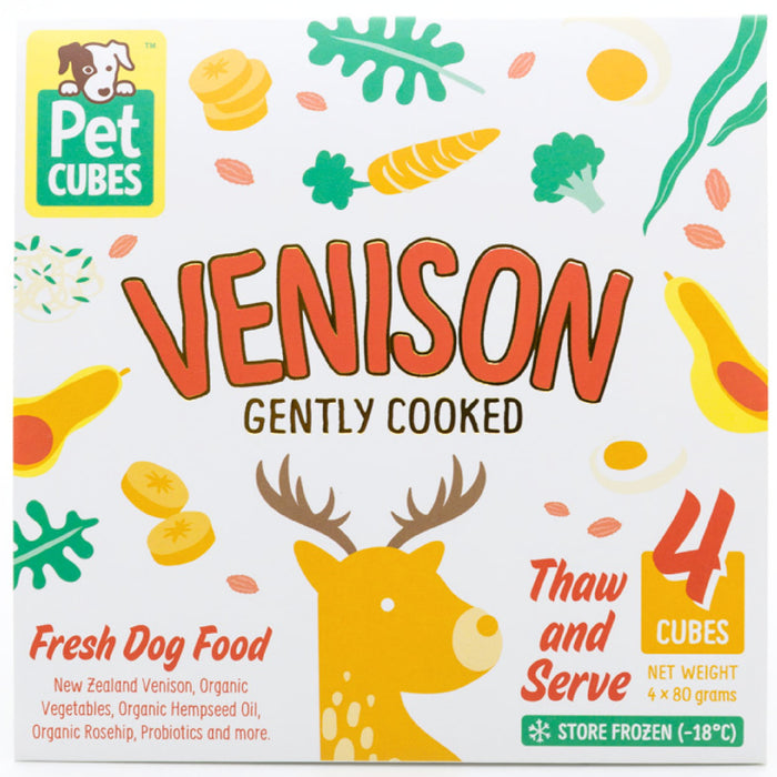Pet Cubes Premium Complete Gently Cooked Venison Fresh Food For Dogs (FROZEN)