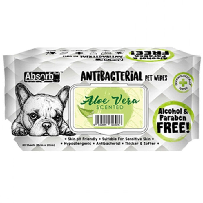 3 FOR $11: Absorb Plus Aloe Vera AntiBacterial Pet Wipes (80Pcs)