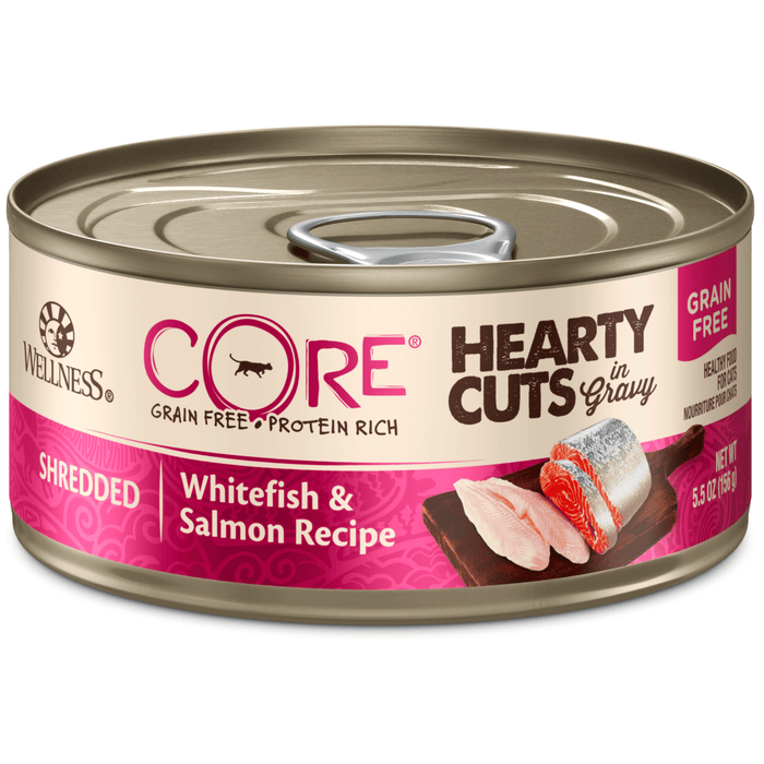 20% OFF: Wellness CORE Grain Free Hearty Cuts Shredded Whitefish & Salmon Recipe Wet Cat Food