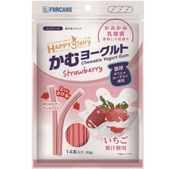 15% OFF: Forcans Happy 3 Fairy Chewable Strawberry Yogurt Gum Dental Sticks For Dogs